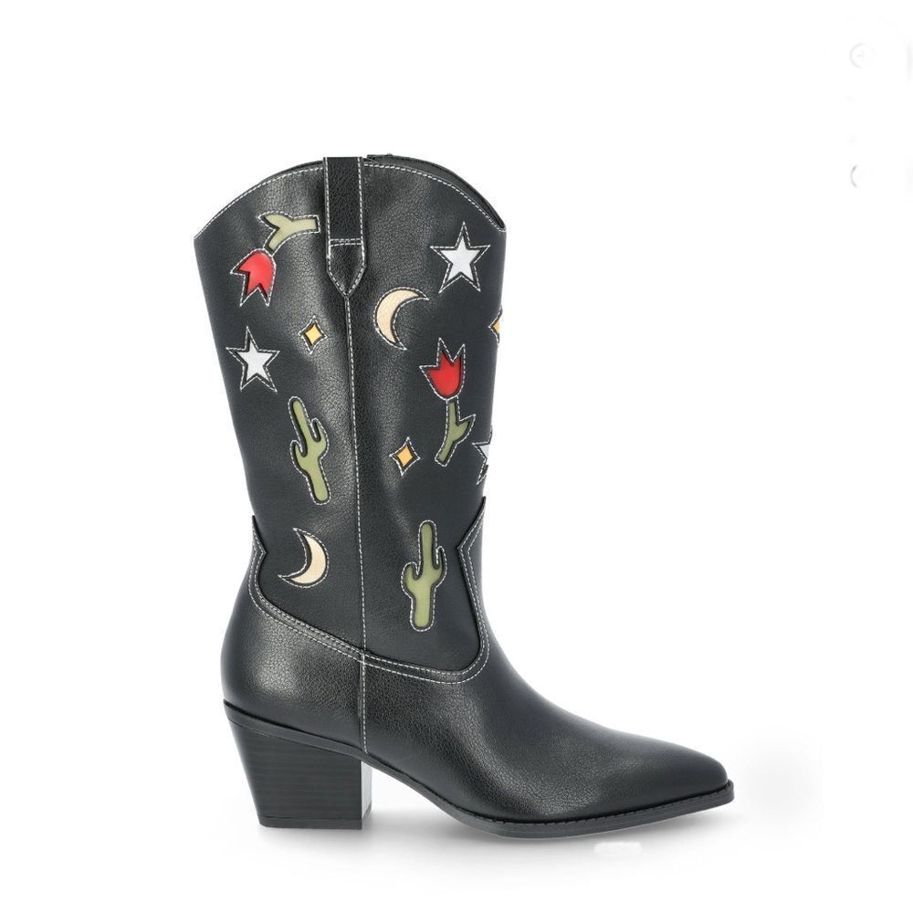 Western Boots Black Novelty Southwestern Cowgirl Desert Vibes Country Size 10 - Picture 7 of 10